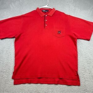 Polo Ralph Lauren Shirt‎ Mens Large Solid Red Cotton Short Sleeve Casual Golf